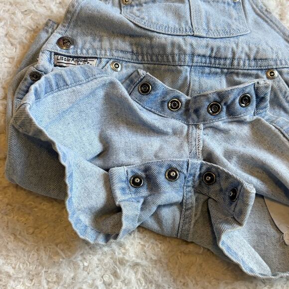 Y2K Little Arizona Jean Co Size 12 Month Overalls Shorts Light Wash Blue Denim - Picture 4 of 10